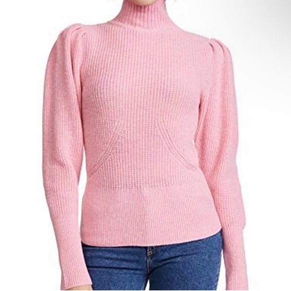 Frame Denim Cashmere & Wool Puff Sleeve Luxury Sweater In Spanish Pink.NWT! Sz L - Picture 6 of 12